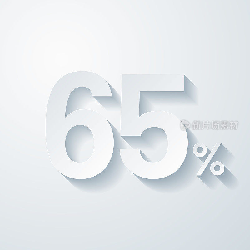 65% - 65%。空白背景上剪纸效果的图标